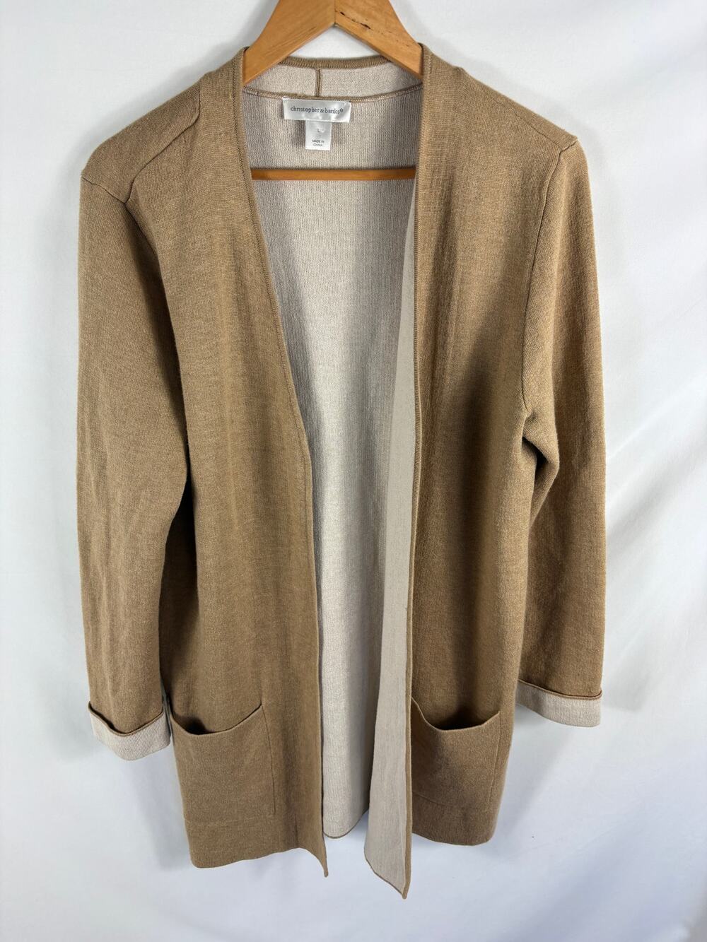 Christopher & Banks Brown Longline Cardigan Size Large